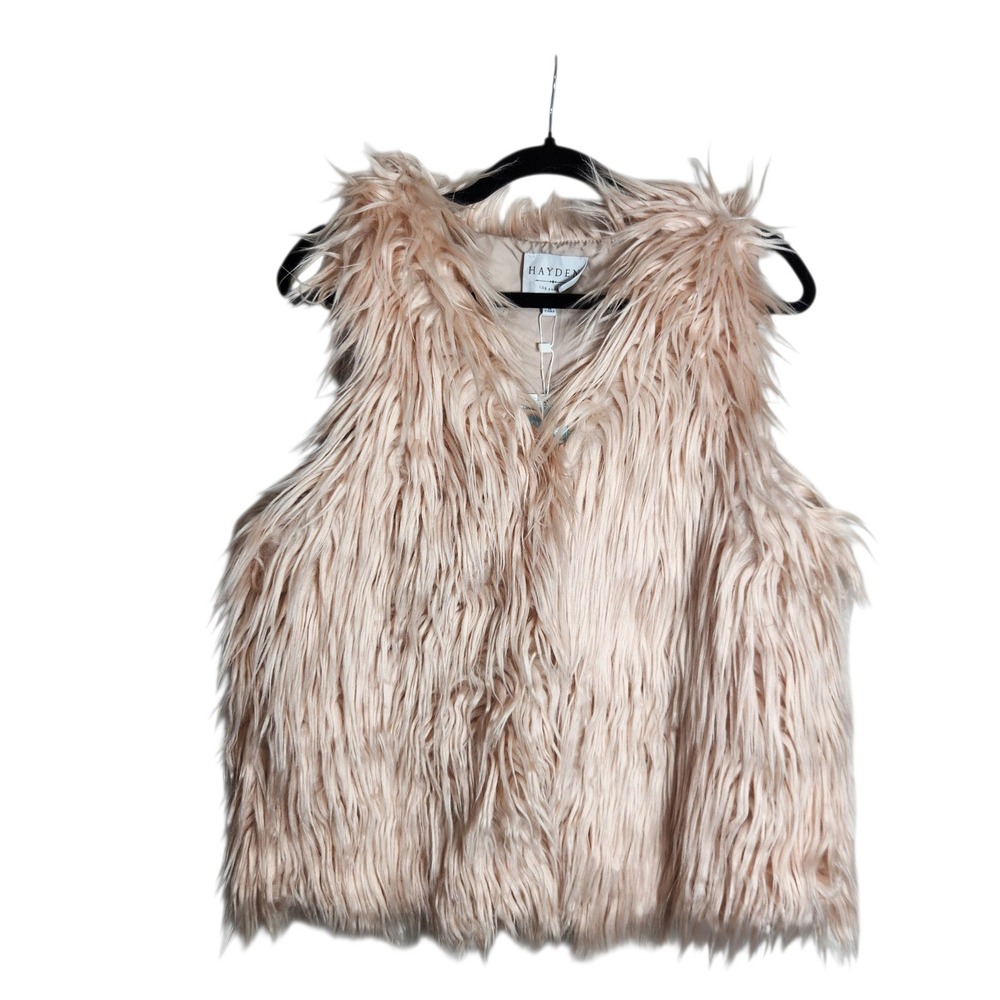 Hayden Los Angeles Blush Pink Faux Fur Shaggy Vest Womens SM
